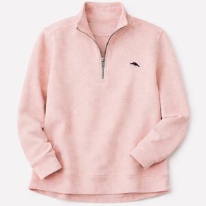 Tommy Bahama Womens SZ S/P Pink Quarter Zip Pullover Shirt Cotton Cozy LayerTops